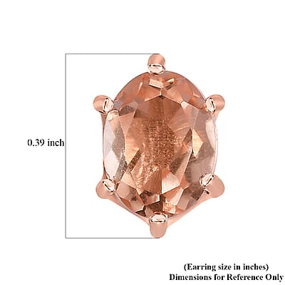 Morganique Quartz (Triplet) Solitaire Stud Earrings in 18K Vermeil Rose Gold Over Sterling Silver 3.10 ctw