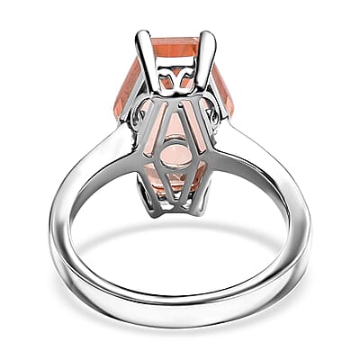 Morganique Quartz (Triplet) Elongated Ring in Rhodium Over Sterling Silver (Size 6.0) 6.50 ctw