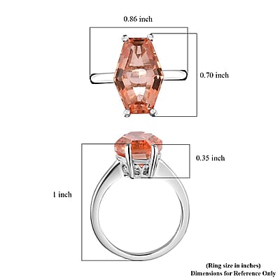 Morganique Quartz (Triplet) Elongated Ring in Rhodium Over Sterling Silver (Size 6.0) 6.50 ctw