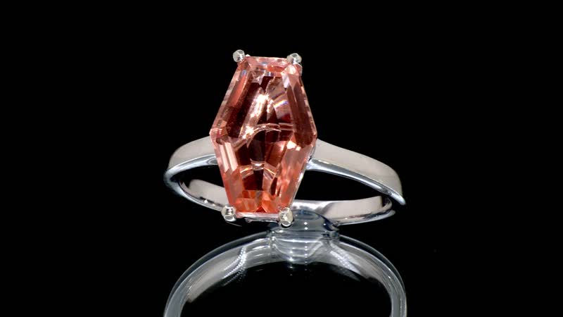 Morganique Quartz Elongated Ring in Rhodium Over Sterling Silver (Size 7.0) 6.50 ctw