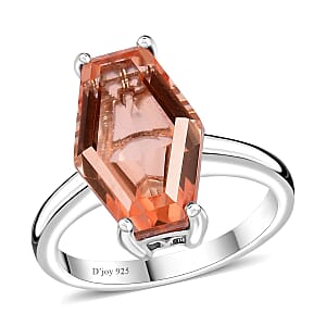 Morganique Quartz (Triplet) Elongated Ring in Rhodium Over Sterling Silver (Size 10.0) 6.50 ctw