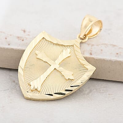 10K Yellow Gold Shield of Faith Pendant 2.50 Grams