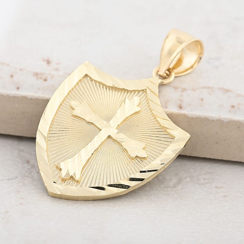10K Yellow Gold Shield of Faith Pendant 2.50 Grams