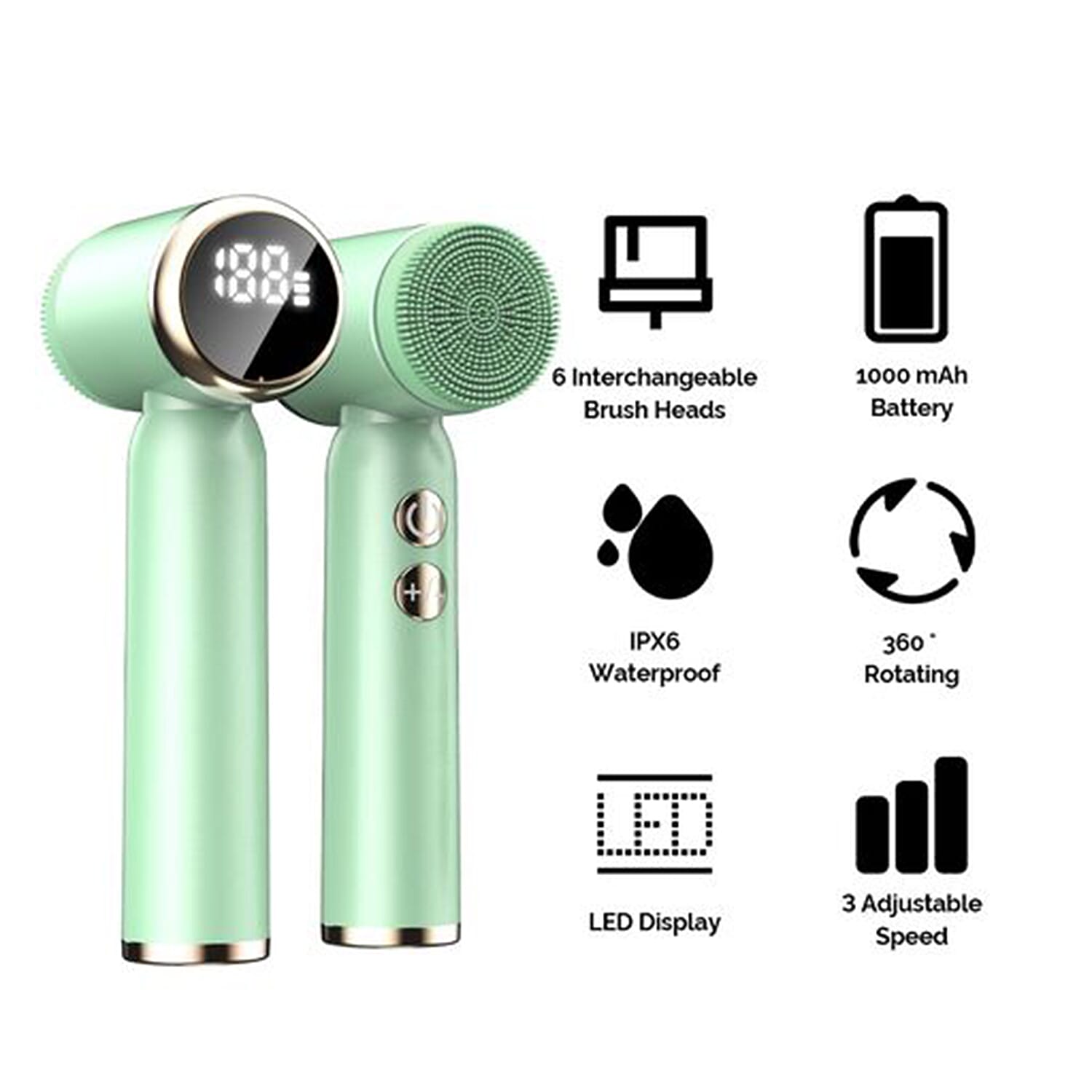 Bene Beauty LED Rotating Facial Cleaning Brush - Green