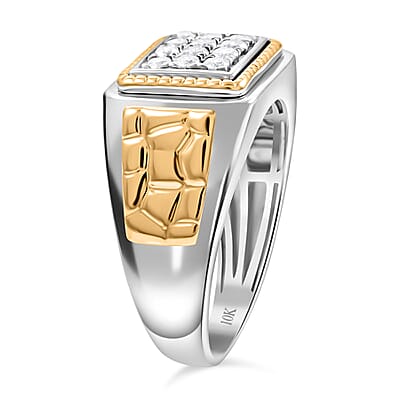 10K White and Yellow Gold Diamond Men's Ring (Size 9.0) 8.80 Grams 0.50 ctw