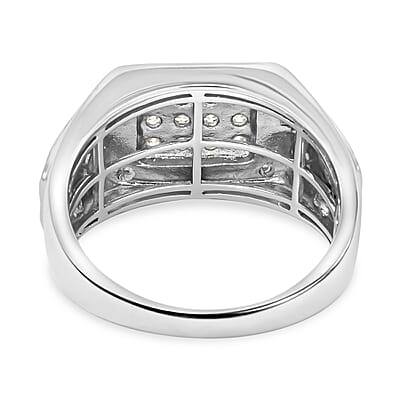10K White and Yellow Gold Diamond Men's Ring (Size 9.0) 8.80 Grams 0.50 ctw
