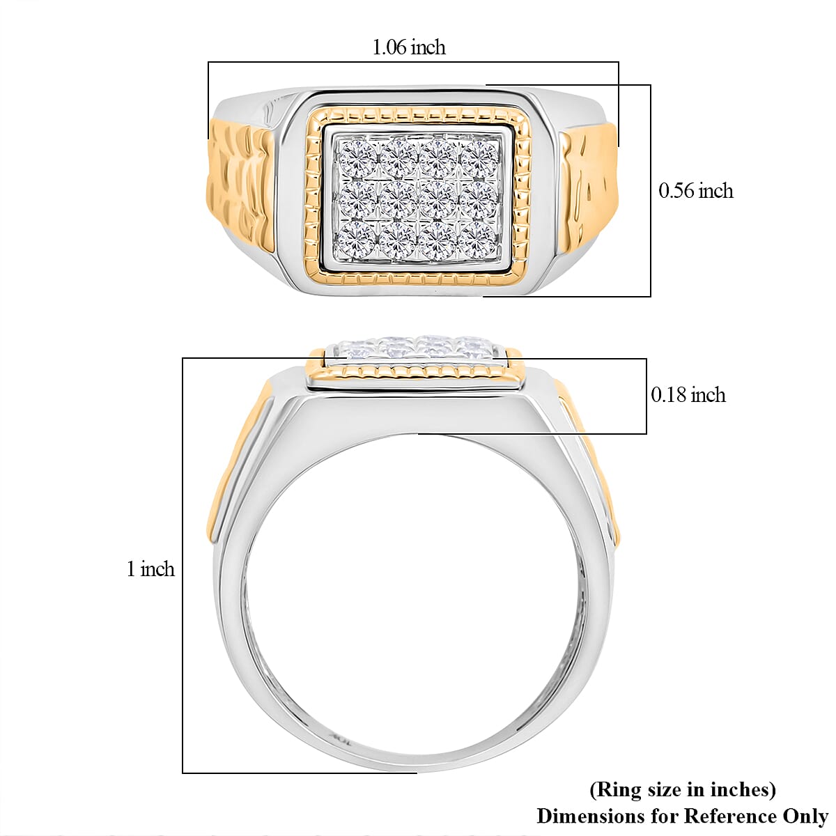 10K White and Yellow Gold Diamond Men's Ring (Size 9.0) 8.80 Grams 0.50 ctw
