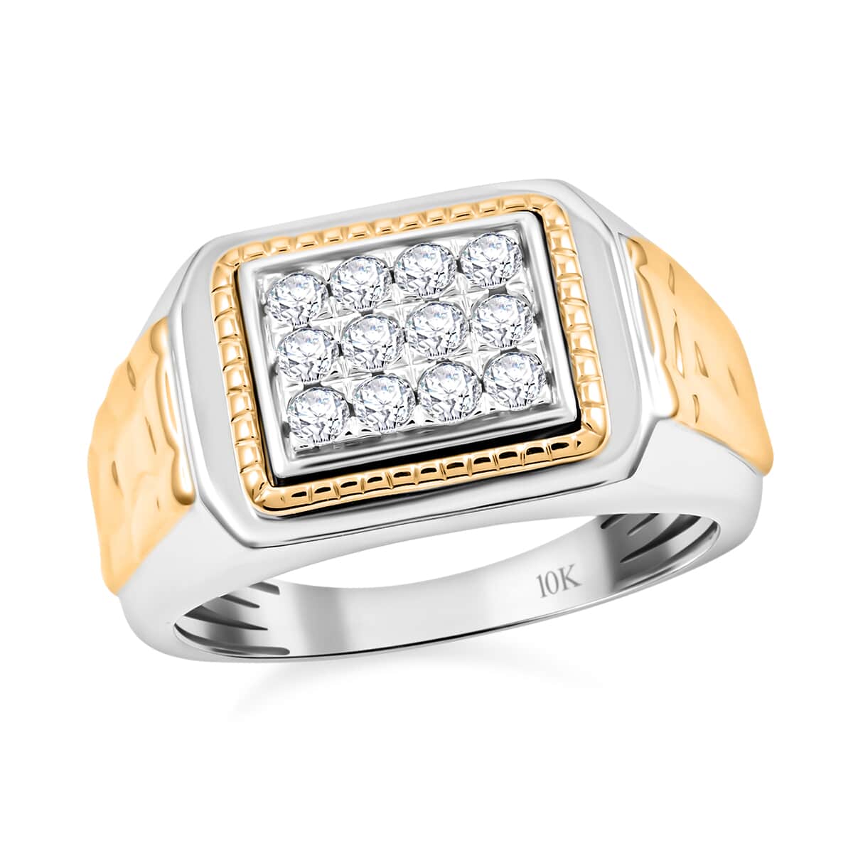 10K White and Yellow Gold Diamond Men's Ring (Size 11.0) 8.80 Grams 0.50 ctw image number 0