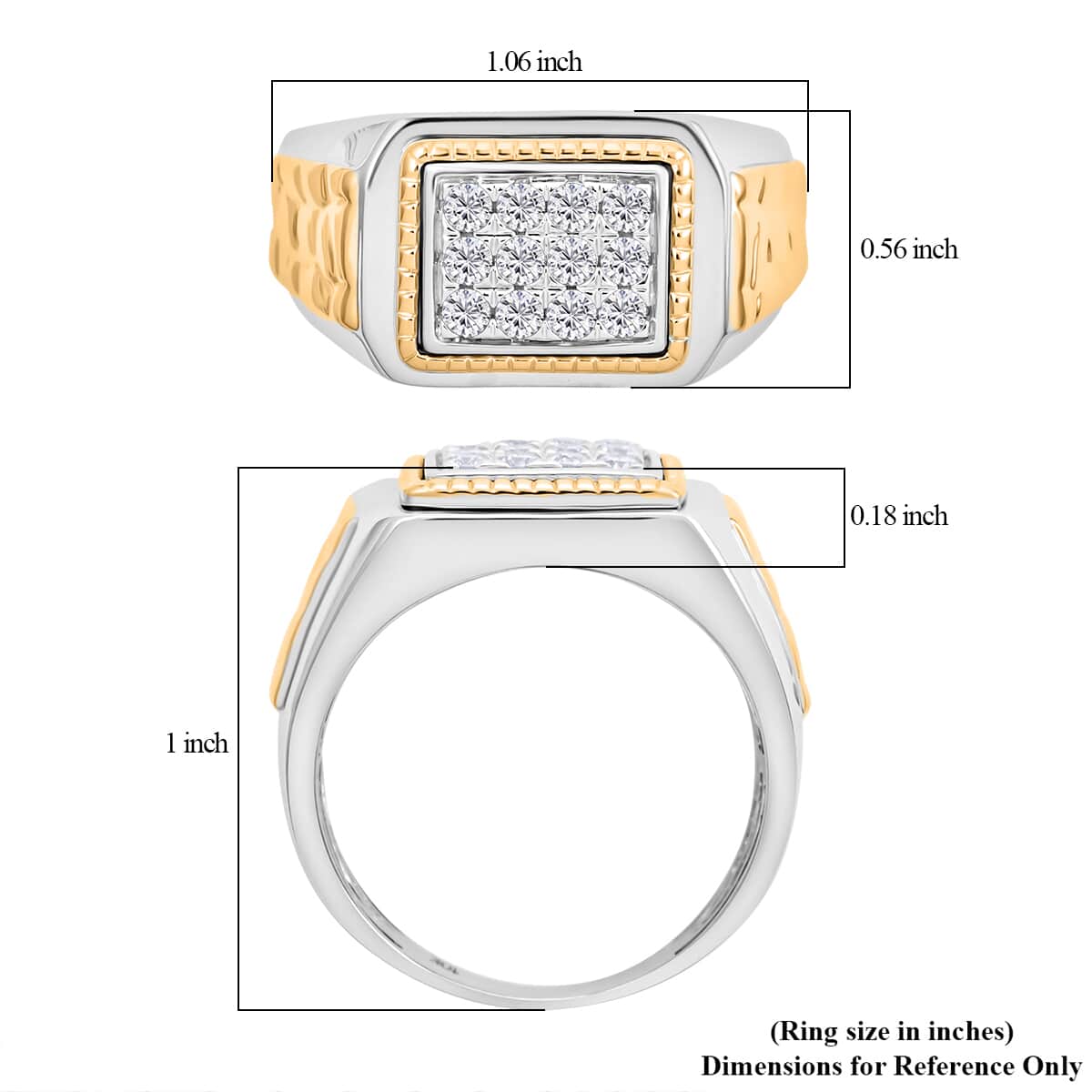 10K White and Yellow Gold Diamond Men's Ring (Size 11.0) 8.80 Grams 0.50 ctw image number 5