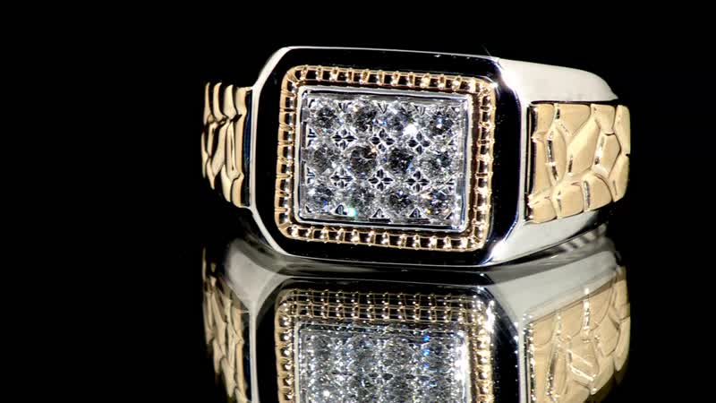 10K White and Yellow Gold Diamond Men's Ring 8.80 Grams 0.50 ctw
