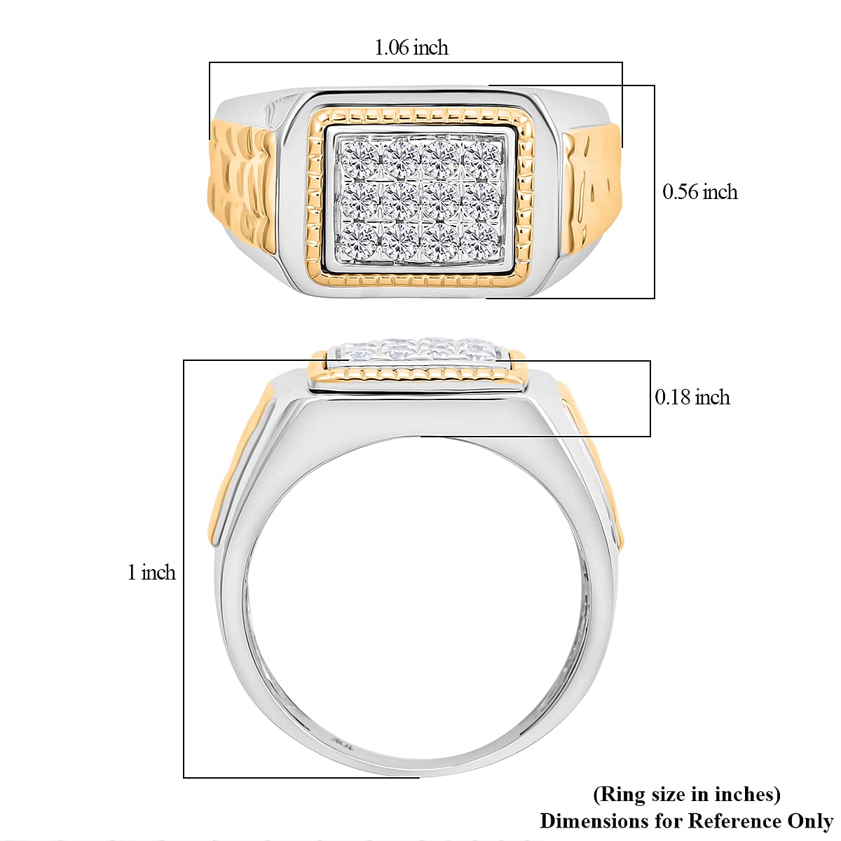 10K White and Yellow Gold Diamond Men's Ring (Size 12.0) 8.80 Grams 0.50 ctw image number 5