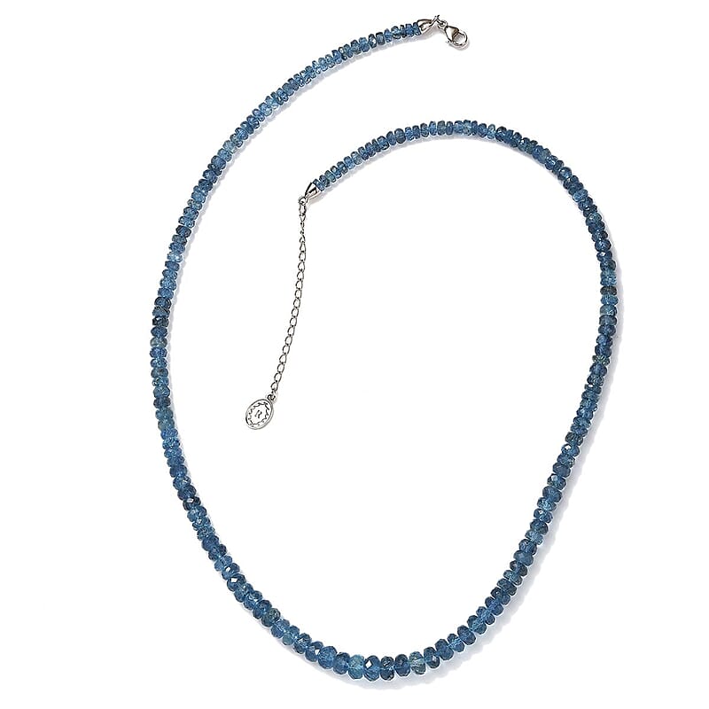 Rhapsody AAAA Santa Maria Aquamarine 70.00 ctw Beaded Graduate Necklace in 950 Platinum 18-20 Inches