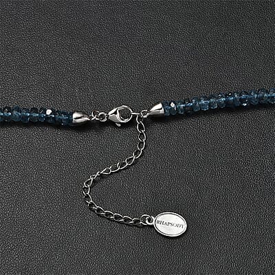 Rhapsody AAAA Santa Maria Aquamarine 70.00 ctw Beaded Graduate Necklace in 950 Platinum 18-20 Inches