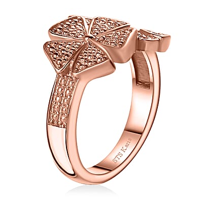 Karis Natural Champagne Diamond Accent Floral Ring in 18K RG Plated (Size 5.0)