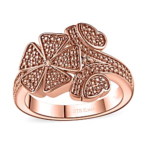 Karis Natural Champagne Diamond Accent Floral Ring in 18K RG Plated (Size 9.0)