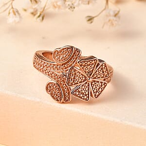 Karis Natural Champagne Diamond Accent Floral Ring in 18K RG Plated (Size 9.0)