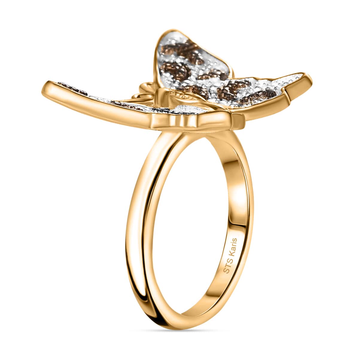 Yellow Diamond (IR) Accent Butterfly Ring in 18K YG Plated (Size 5.0) image number 3