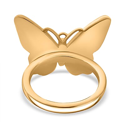 Yellow Diamond Accent Butterfly Ring in 18K Yellow Gold Plated (Size 5.0)