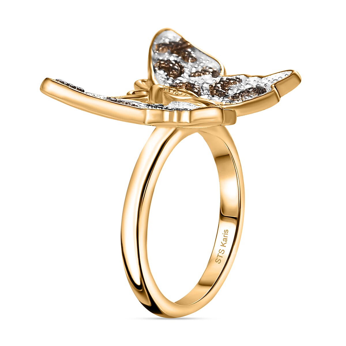 Yellow Diamond Accent Butterfly Ring in 18K Yellow Gold Plated (Size 6.0) image number 3