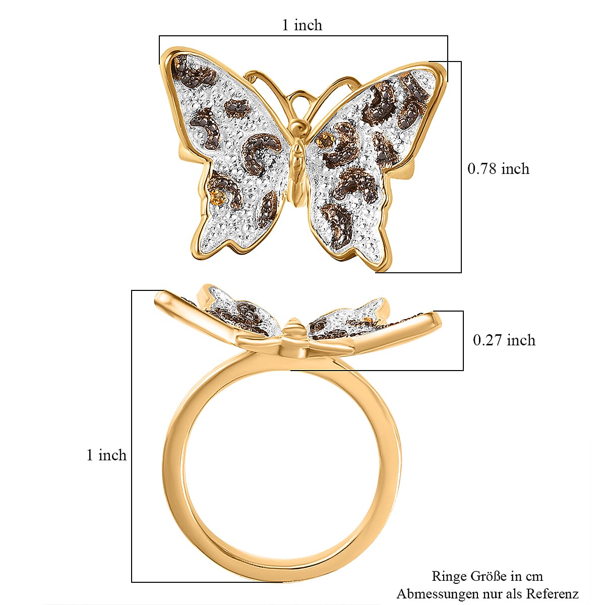 Yellow Diamond Accent Butterfly Ring in 18K Yellow Gold Plated (Size 6.0) image number 5