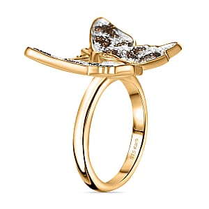 Yellow Diamond Accent Butterfly Ring in 18K Yellow Gold Plated (Size 10.0)