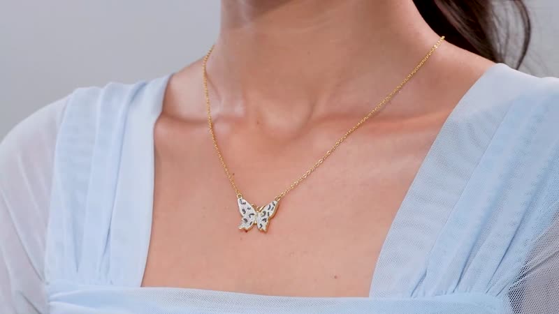 Karis Yellow Diamond Accent Butterfly Necklace in 18K YG Plated 18 Inches