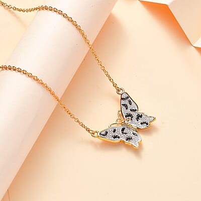 Karis Yellow Diamond Accent Butterfly Necklace in 18K YG Plated 18 Inches