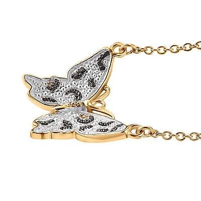 Karis Yellow Diamond Accent Butterfly Necklace in 18K YG Plated 18 Inches