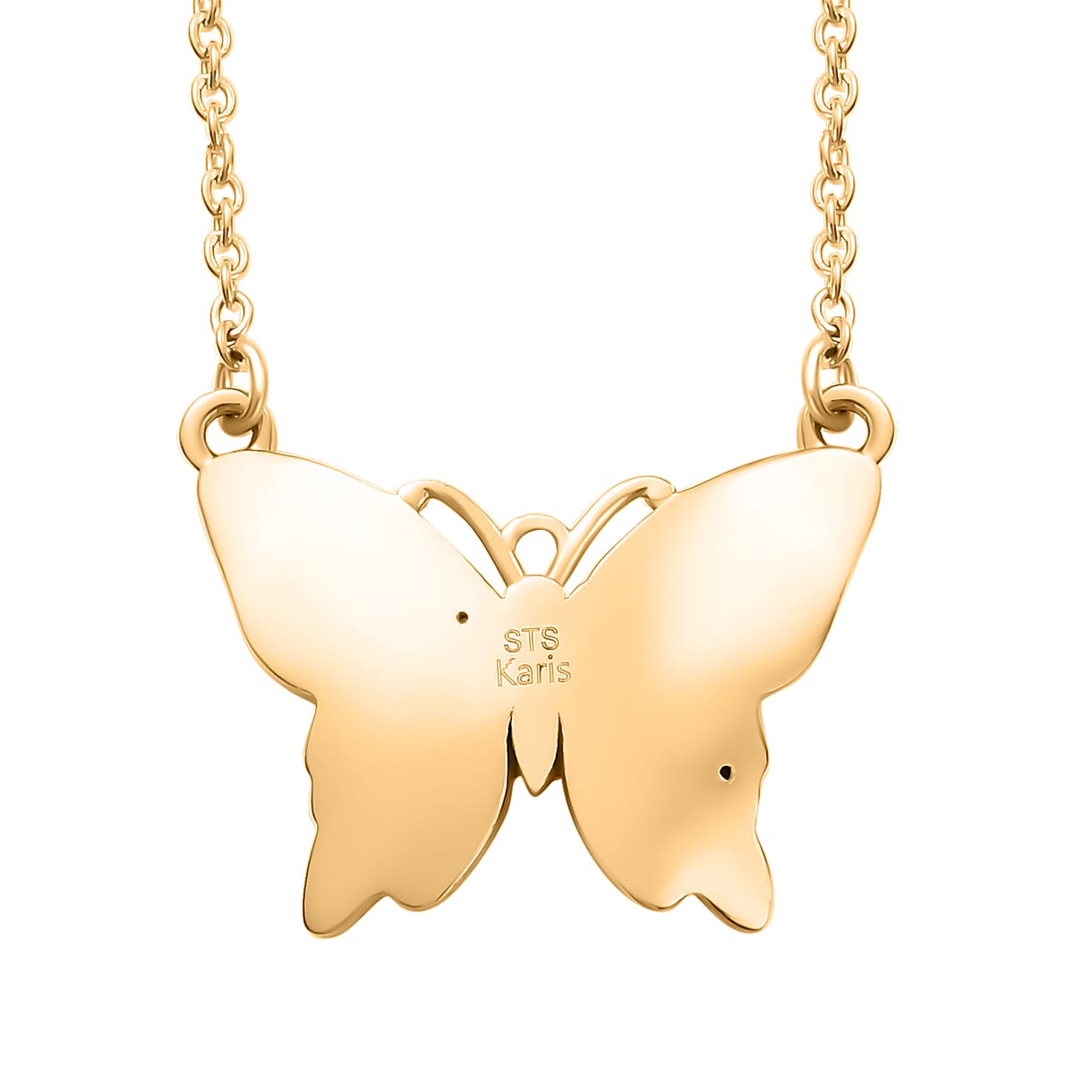 Karis Yellow Diamond Accent Butterfly Necklace in 18K YG Plated 18 Inches