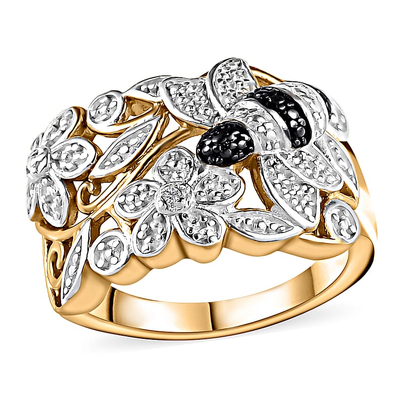Karis Diamond Accent Ring in Platinum Bond & 18K YG Plated (Size 5.0)