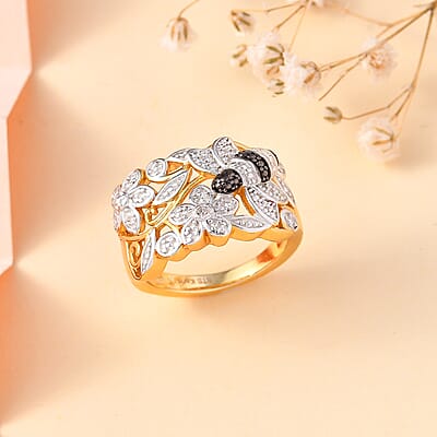Karis Diamond Accent Ring in Platinum Bond & 18K YG Plated (Size 5.0)