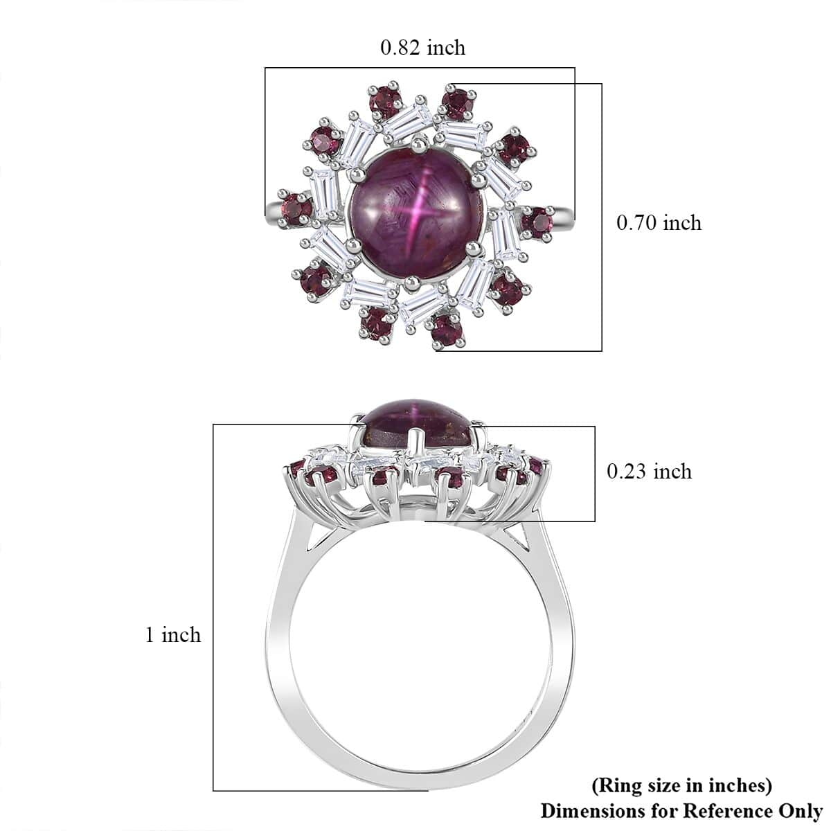 Indian Star Ruby and Multi Gemstone Galaxy Ring in Rhodium Over Sterling Silver (Size 6.0) 4.30 ctw image number 5