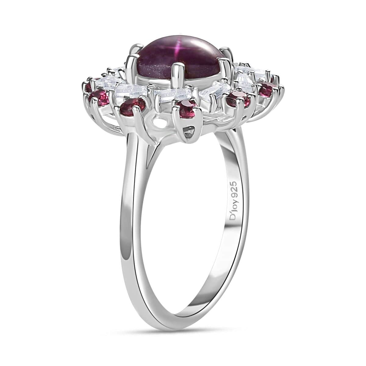 Indian Star Ruby and Multi Gemstone Galaxy Ring in Rhodium Over Sterling Silver (Size 7.0) 4.30 ctw image number 3
