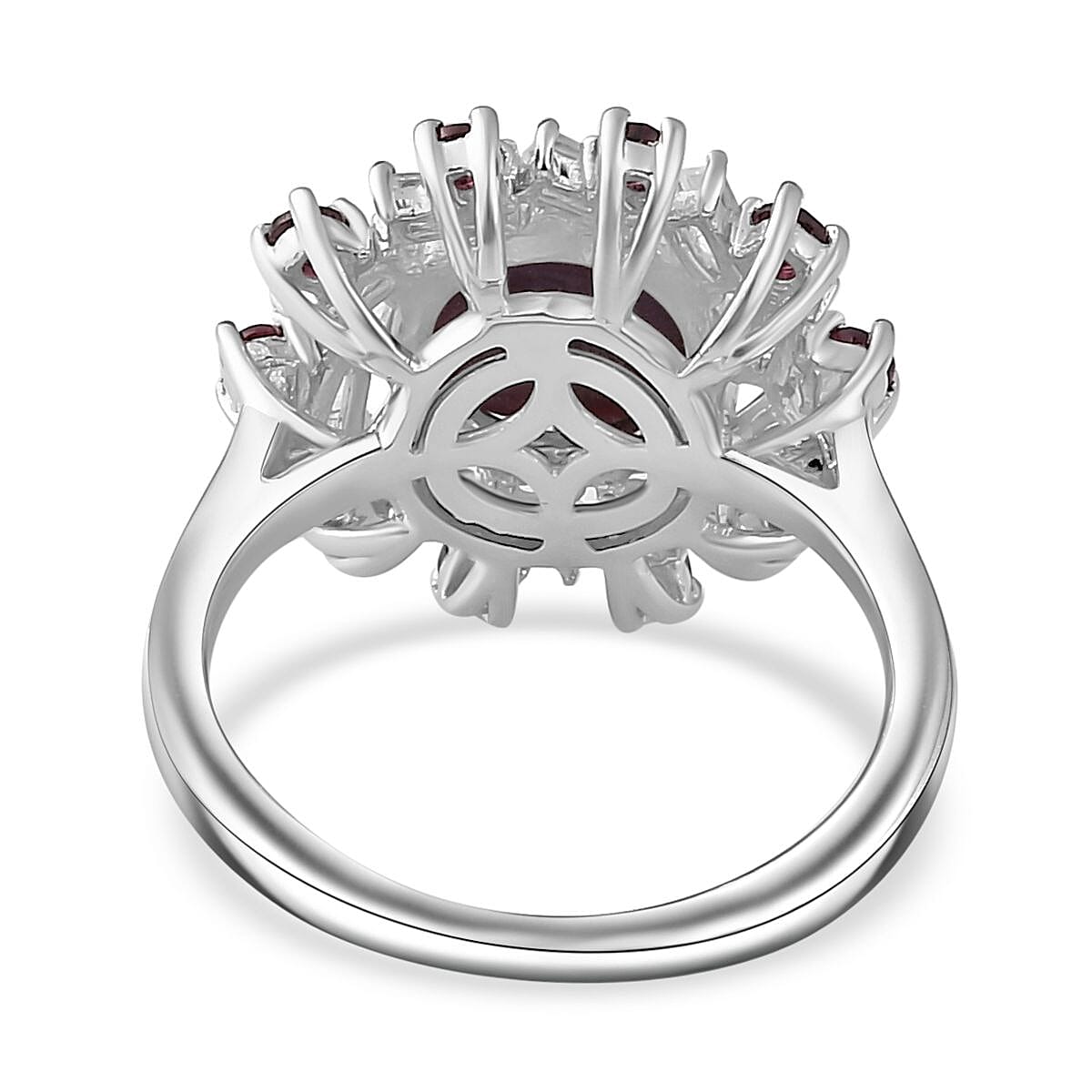 Indian Star Ruby and Multi Gemstone Galaxy Ring in Rhodium Over Sterling Silver (Size 9.0) 4.30 ctw image number 4