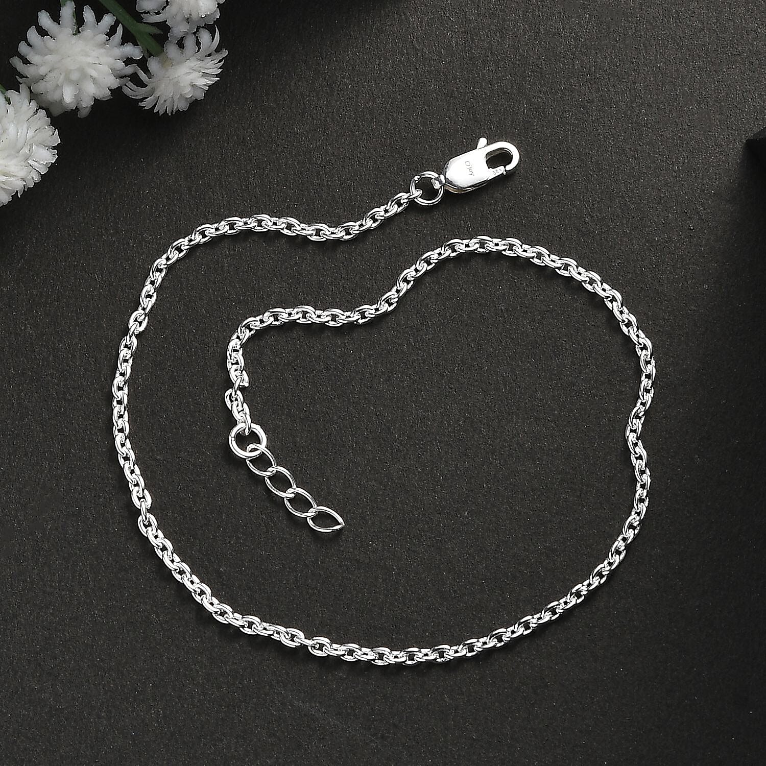 Sterling Silver Cable Chain Anklet (9 In) 2.85 Grams