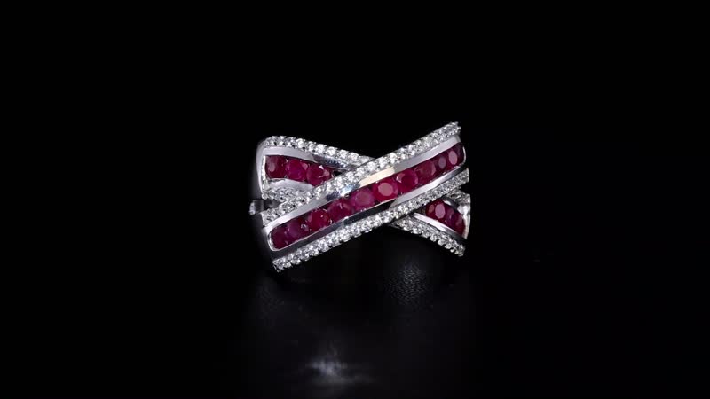 Premium Mozambique Ruby and White Zircon Ring in Rhodium Over Sterling Silver 2.20 ctw