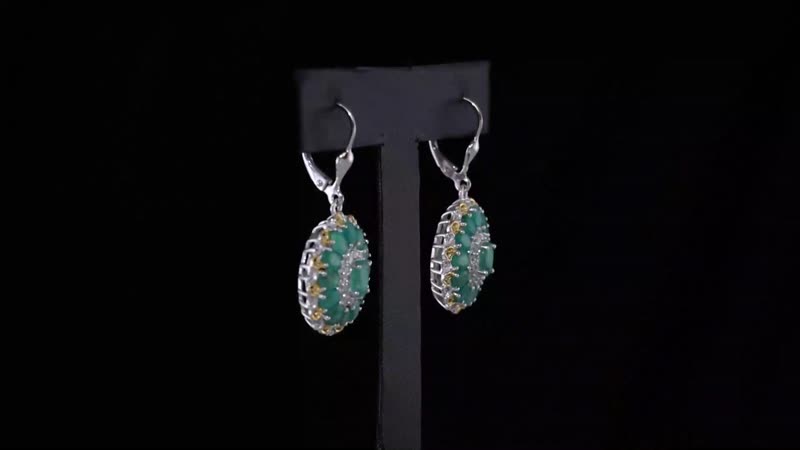 TLV Kagem Zambian Emerald, White Zircon Lever Back Earrings in 18K Vermeil YG and Rhodium Over Sterling Silver 5.30 ctw