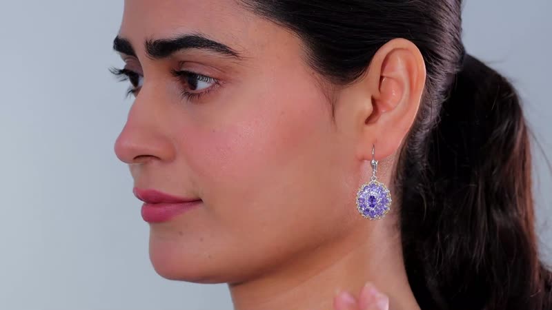 Tanzanite Lever Back Earrings in 18K Vermeil Yellow Gold and Rhodium Over Sterling Silver 5.70 ctw