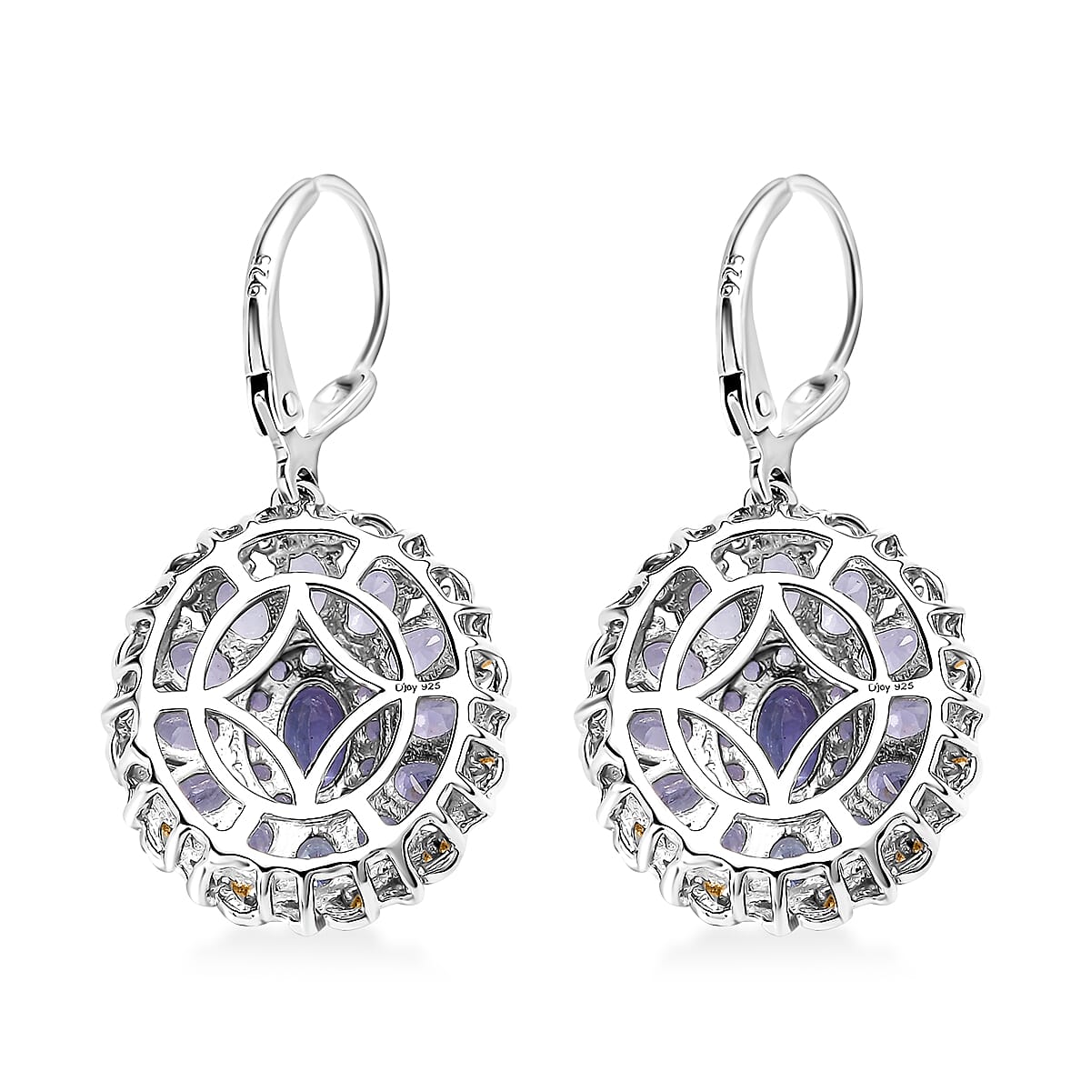 Tanzanite Lever Back Earrings in 18K Vermeil Yellow Gold and Rhodium Over Sterling Silver 5.70 ctw