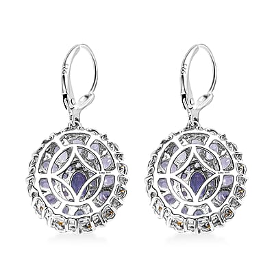 Tanzanite Lever Back Earrings in 18K Vermeil Yellow Gold and Rhodium Over Sterling Silver 5.70 ctw