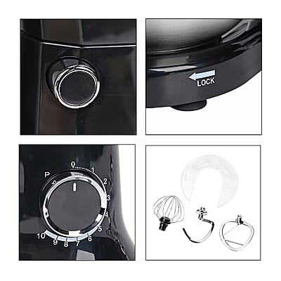 Homesmart Stand Mixer with Dough Hook, Beater, Egg Whisk Stainless Steel Bowl- Black