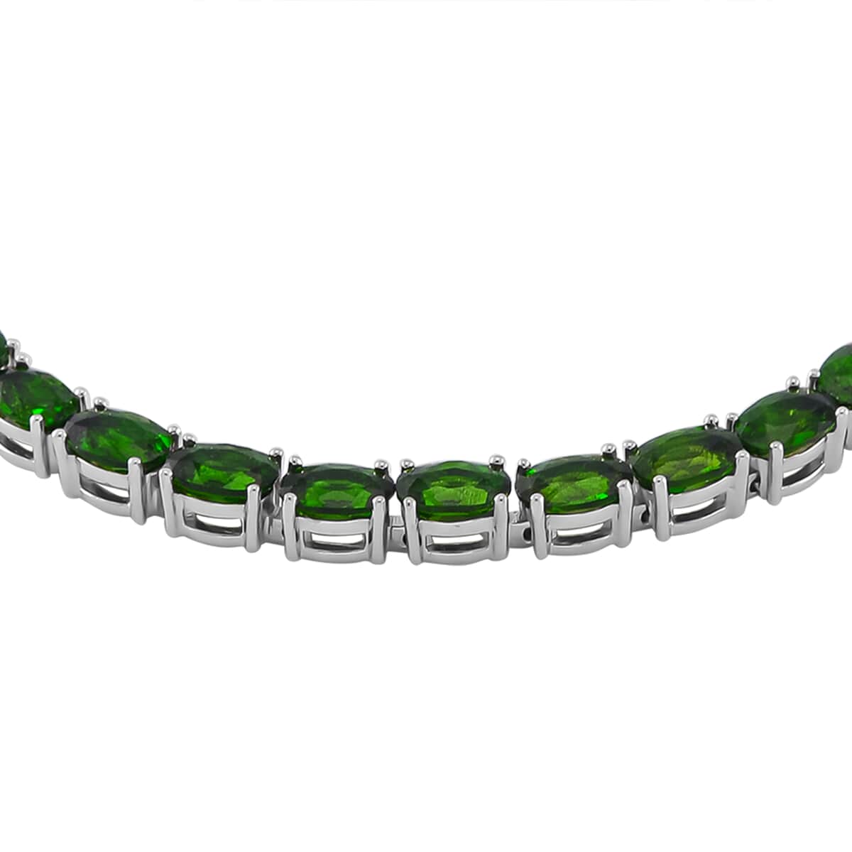 Chrome Diopside and Thai Black Spinel 10.10 ctw Double Snake Head Bracelet in Rhodium over Sterling Silver (6.50 In) image number 2