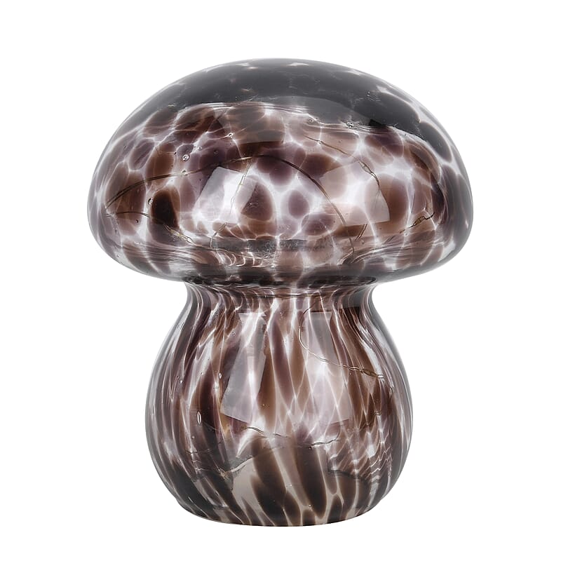 LED Light Beads Cute Brown Glass Mushroom Shape Table Lamp (2xAA Battery Not Included)