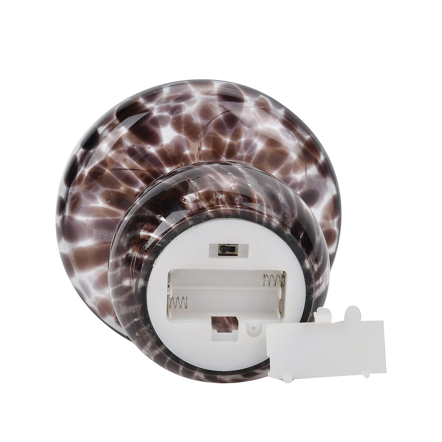LED Light Beads Cute Brown Glass Mushroom Shape Table Lamp (2xAA Battery Not Included)