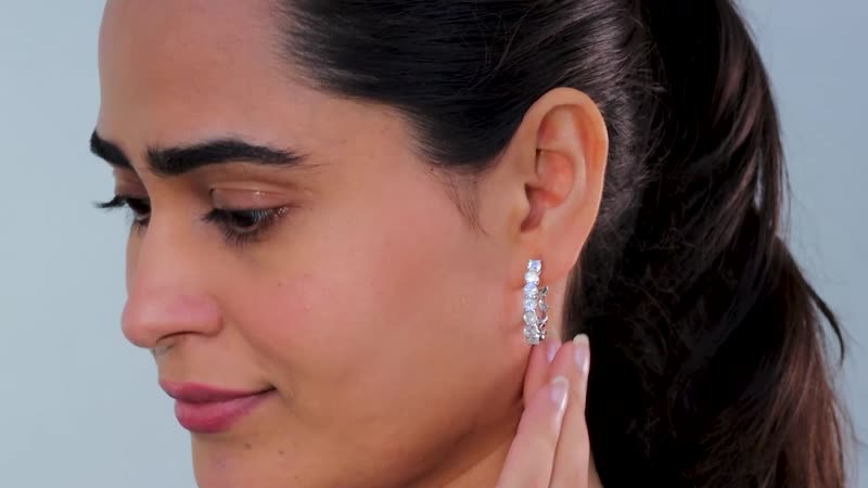 Moon Glow Moonstone Hoop Earrings in Rhodium Over Sterling Silver 2.50 ctw