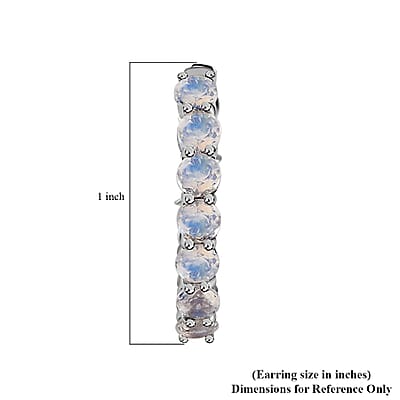 Moon Glow Moonstone Hoop Earrings in Rhodium Over Sterling Silver 2.50 ctw