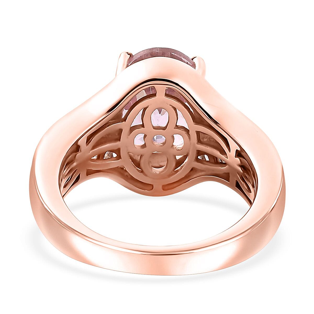 Premium Martha Rocha Kunzite and Diamond 4.35 ctw Cascade Ring in 18K Vermeil Rose Gold Over Sterling Silver (Size 9.0) image number 4