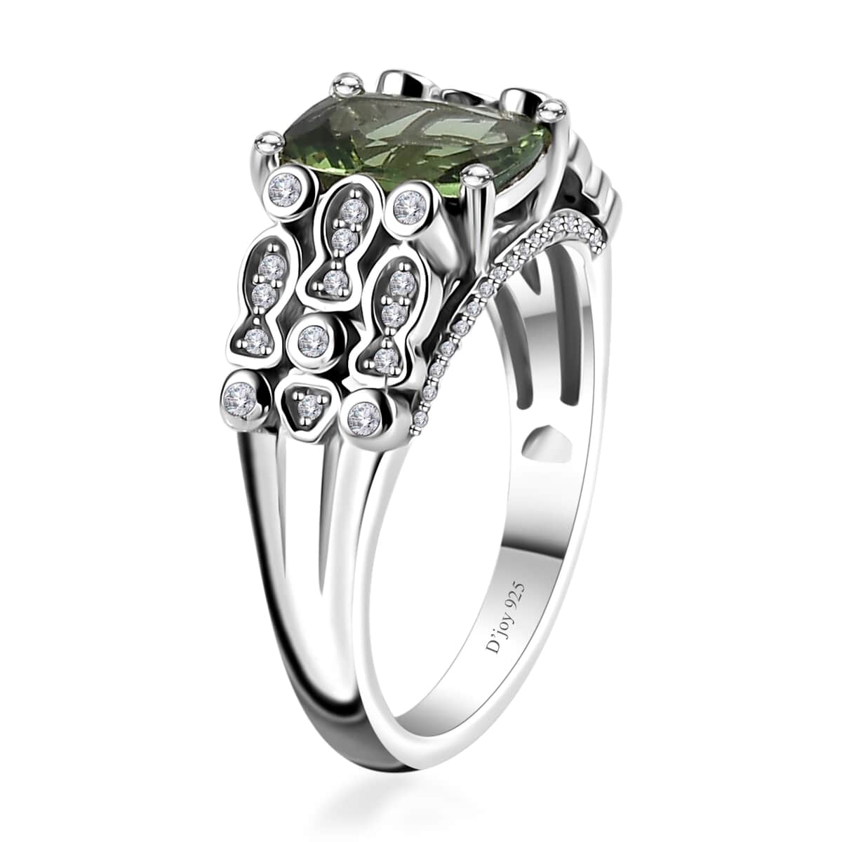 Premium Natural Green Apatite and Moissanite Ring in Rhodium Over Sterling Silver 2.50 ctw image number 3