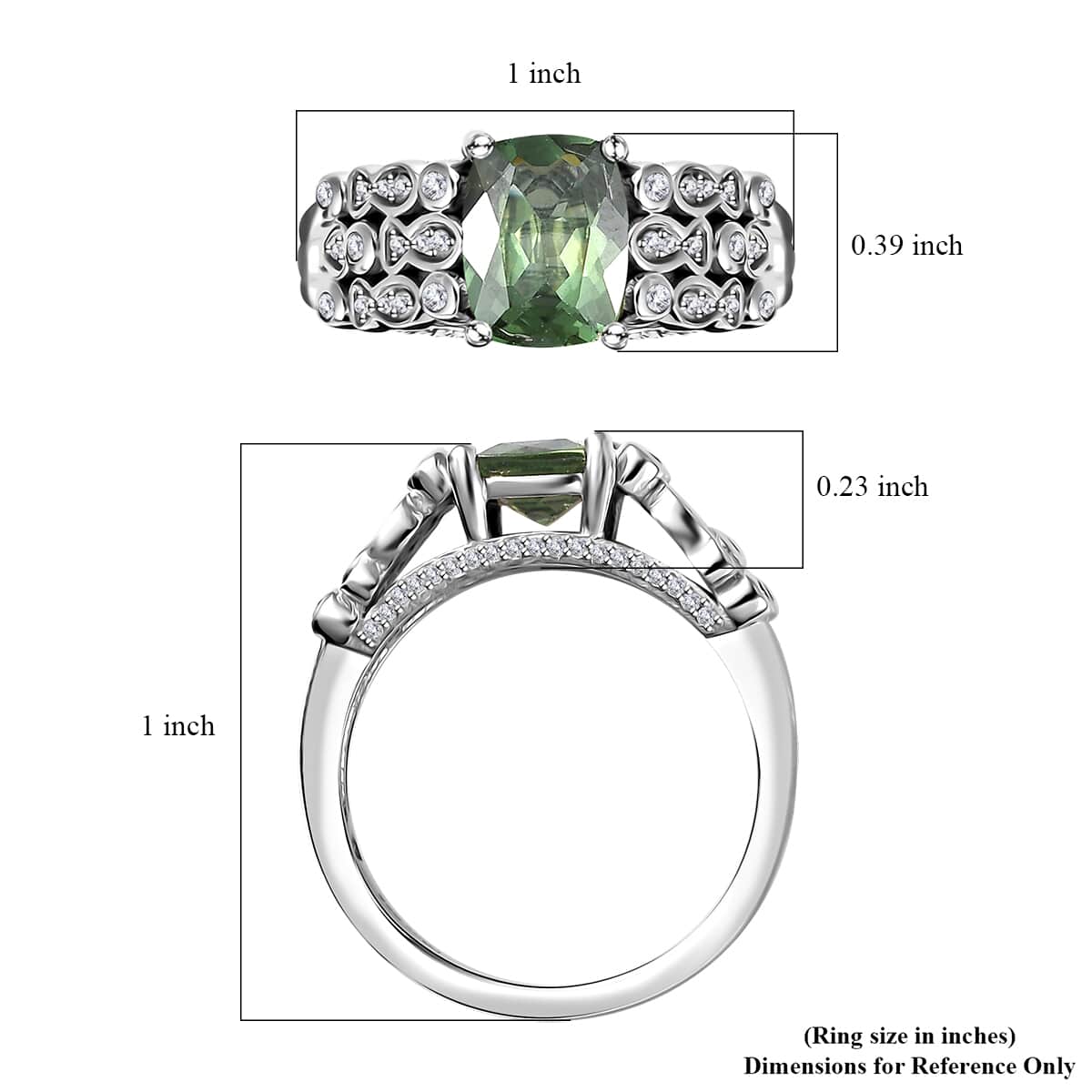 Premium Natural Green Apatite and Moissanite Ring in Rhodium Over Sterling Silver 2.50 ctw image number 5