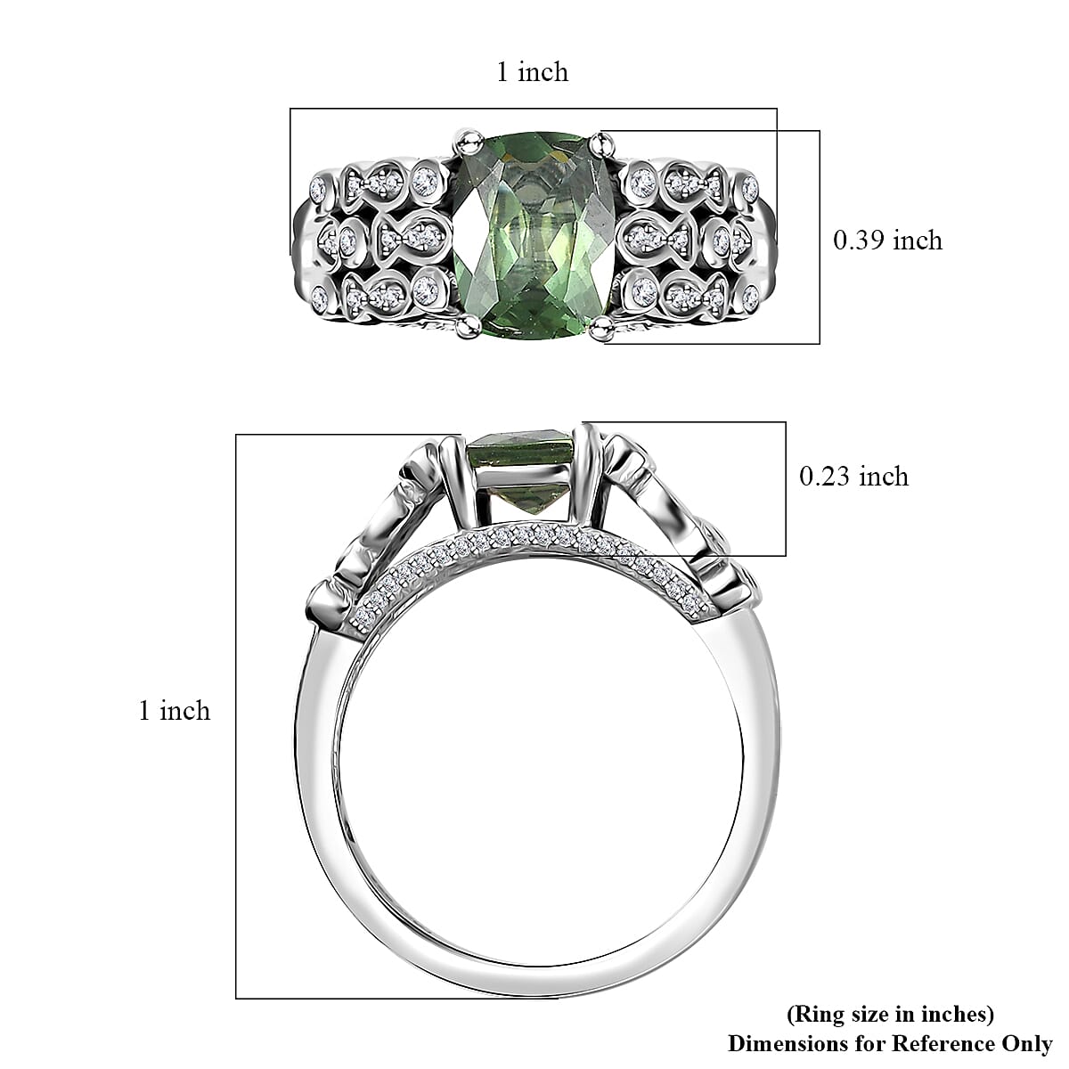 Andranomaro Green Apatite and Moissanite Fish and Bubble Ring in Rhodium Over Sterling Silver (Size 9.0) 2.50 ctw image number 5